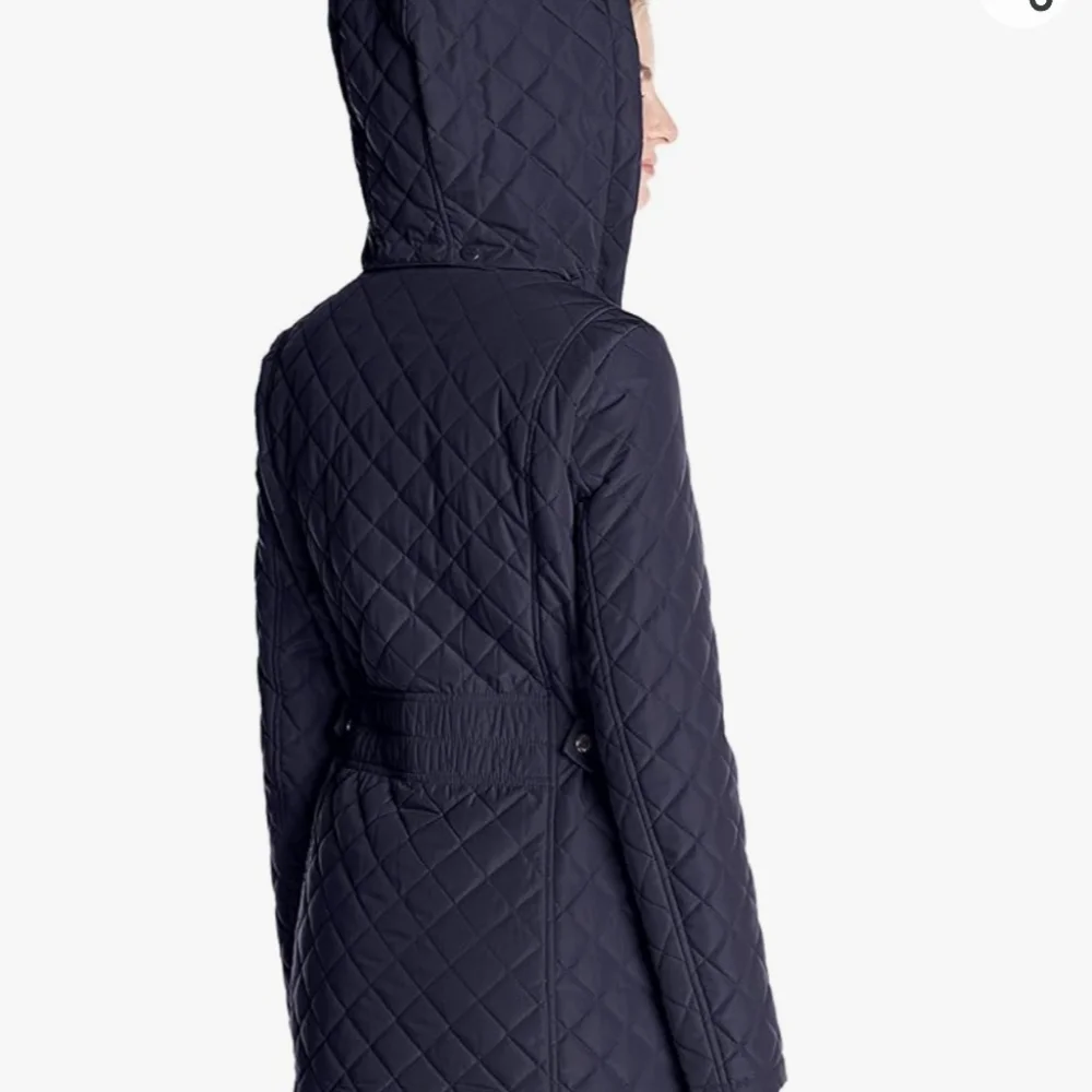 Calvin Klein midweight diamond quilted jacket w/ removable hood black size L EUC - Picture 3 of 10